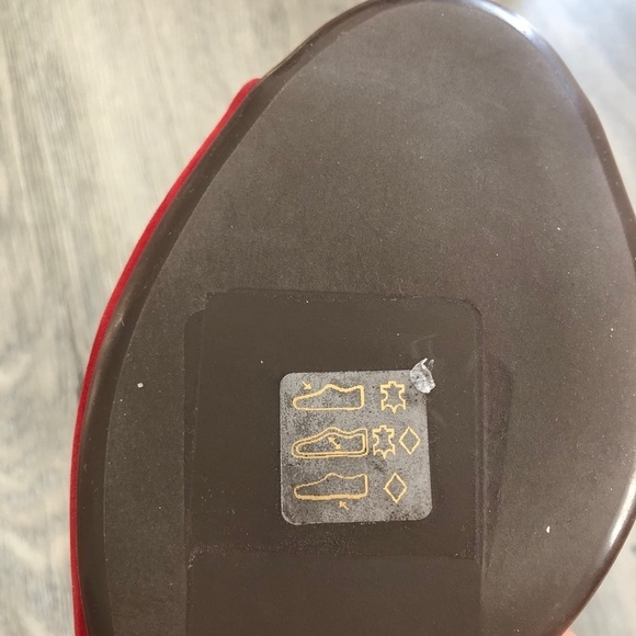 Schutz Roama Red Suede Block Heel Sandals - Picture 11 of 15